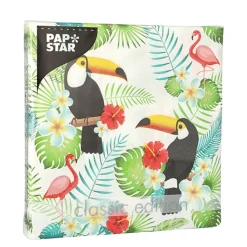 PAPSTAR Servietten, 3-lagig 1/4-Falz 33 cm x 33 cm "Toucans"