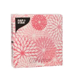 PAPSTAR Servietten, 3-lagig 1/4-Falz 25 cm x 25 cm rosa "Floralies"