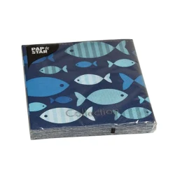 PAPSTAR Servietten, 3-lagig 1/4-Falz 33 cm x 33 cm "Blue Fish"