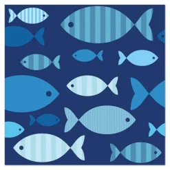 PAPSTAR Servietten, 3-lagig 1/4-Falz 33 cm x 33 cm "Blue Fish"