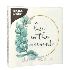 PAPSTAR Servietten, 3-lagig 1/4-Falz 33 cm x 33 cm "Live in the Moment"