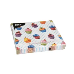 PAPSTAR Servietten, 3-lagig 1/4-Falz 33 cm x 33 cm "Cupcakes"