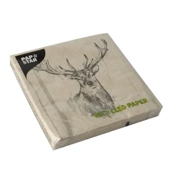 PAPSTAR Servietten, 3-lagig 1/4-Falz 33 cm x 33 cm natur "Deer" aus recyceltem Papier