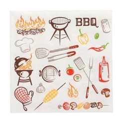 PAPSTAR Servietten, 3-lagig 1/4-Falz 33 cm x 33 cm "Time for BBQ"