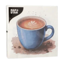 PAPSTAR Servietten, 3-lagig 1/4-Falz 33 cm x 33 cm "Cup of Coffee", 10 x 20 Stück