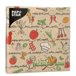 PAPSTAR Servietten, 3-lagig 1/4-Falz 33 cm x 33 cm natur "Enjoy your meal" aus recyceltem Papier