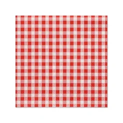 PAPSTAR Servietten, 3-lagig 1/4-Falz 25 cm x 25 cm rot "Vichy Karo"