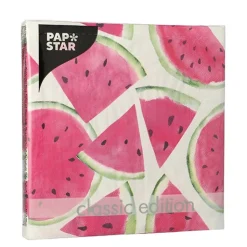 PAPSTAR Servietten, 3-lagig 1/4-Falz 33 cm x 33 cm "Watermelon"