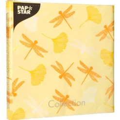 PAPSTAR Servietten, 3-lagig 1/4-Falz 40 cm x 40 cm gelb "Ginko"