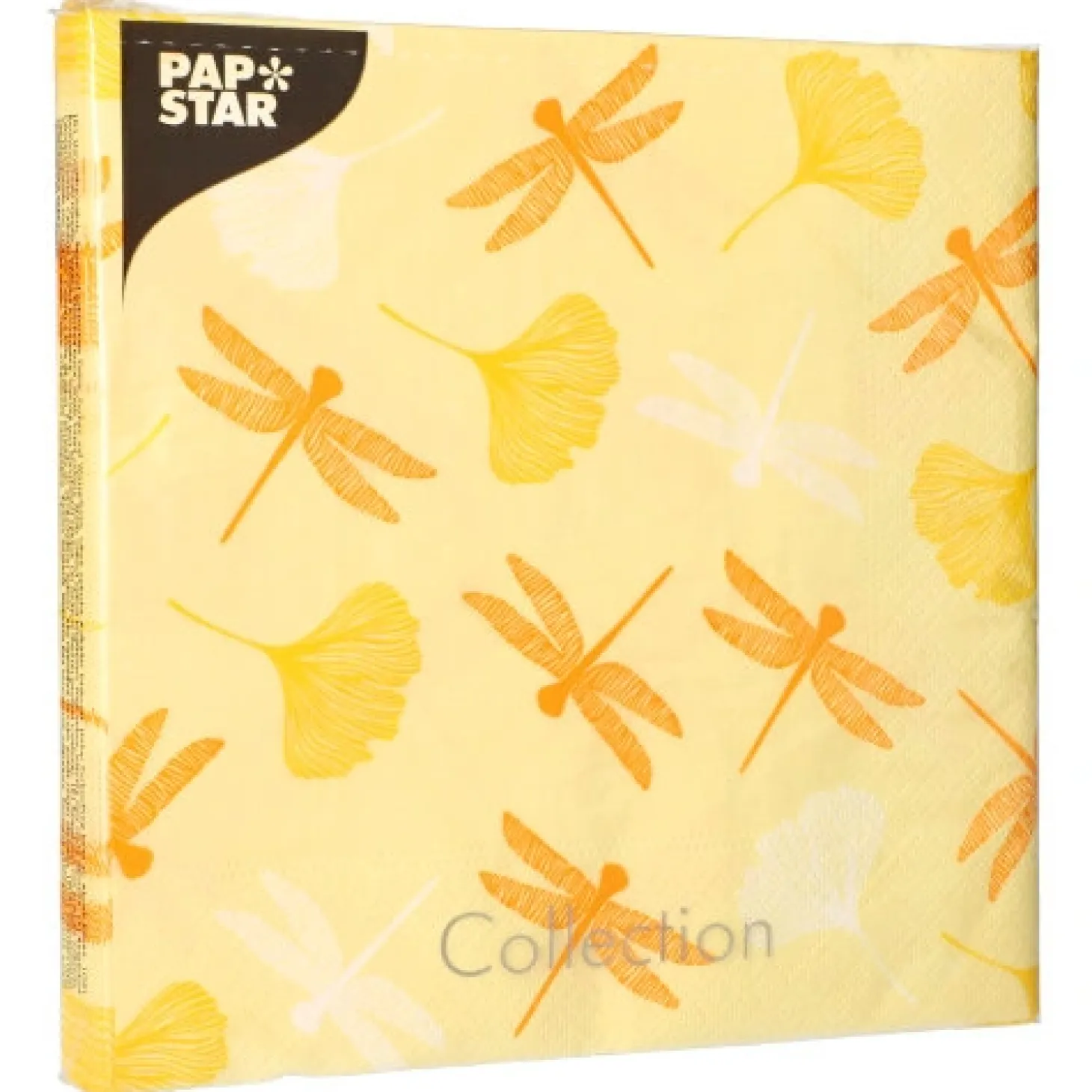 PAPSTAR Servietten, 3-lagig 1/4-Falz 40 cm x 40 cm gelb "Ginko"