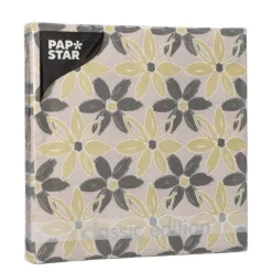 PAPSTAR Servietten, 3-lagig 1/4-Falz 33 cm x 33 cm "Dark Flowers"
