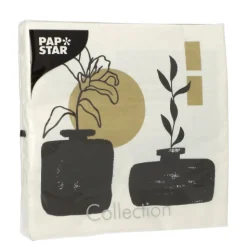PAPSTAR Servietten, 3-lagig 1/4-Falz 33 cm x 33 cm gold "Modern Vases"