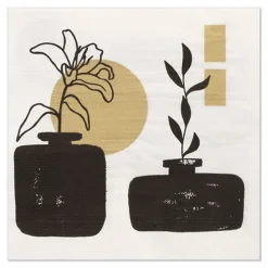 PAPSTAR Servietten, 3-lagig 1/4-Falz 33 cm x 33 cm gold "Modern Vases"