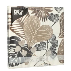 PAPSTAR Servietten, 3-lagig 1/4-Falz 33 cm x 33 cm "Silky Fronds"