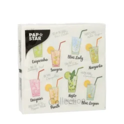PAPSTAR Servietten, 3-lagig 1/4-Falz 25 cm x 25 cm "Cocktail"