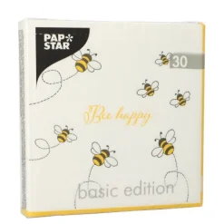 PAPSTAR Servietten, 3-lagig 1/4-Falz 33 cm x 33 cm "Bee Happy"