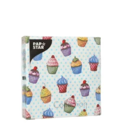 PAPSTAR Servietten, 3-lagig 1/4-Falz 25 cm x 25 cm "Cupcakes"