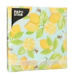 PAPSTAR Servietten, 3-lagig 1/4-Falz 33 cm x 33 cm "Lemon Grove"