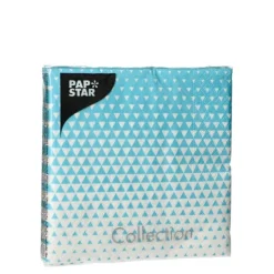 PAPSTAR Servietten, 3-lagig 1/4-Falz 25 cm x 25 cm türkis "Optik"