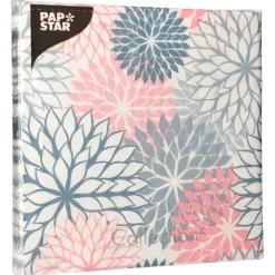 PAPSTAR Servietten, 3-lagig 1/4-Falz 40 cm x 40 cm grau "Floralies"