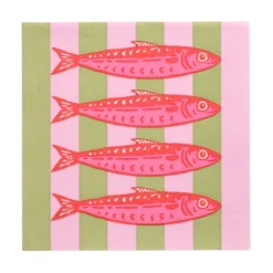 PAPSTAR Servietten, 3-lagig 1/4-Falz 33 cm x 33 cm "Modern Fish", 10 x 20 Stück