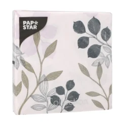 PAPSTAR Servietten, 3-lagig 1/4-Falz 33 cm x 33 cm "Leafs", 10 x 20 Stück