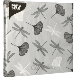 PAPSTAR Servietten, 3-lagig 1/4-Falz 40 cm x 40 cm grau "Ginko"
