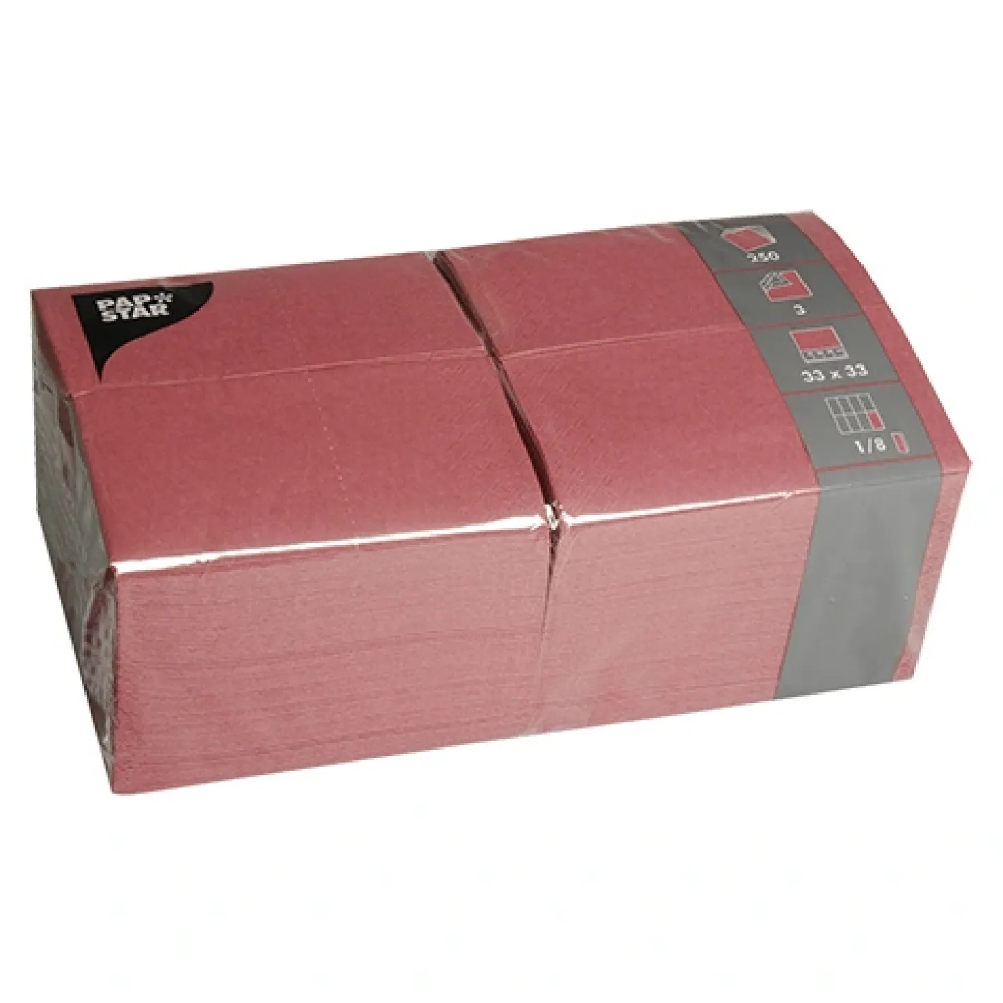 PAPSTAR Servietten, 3-lagig 1/8-Falz 33 cm x 33 cm bordeaux