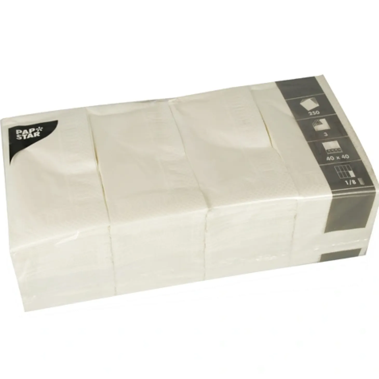 PAPSTAR Servietten, 3-lagig 1/8-Falz 40 cm x 40 cm weiß