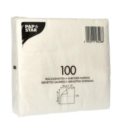 PAPSTAR Servietten, 1-lagig 1/4-Falz 33 cm x 33 cm weiß, 20 x 100 Stück