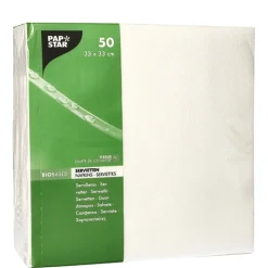PAPSTAR Servietten, 2-lagig 1/4-Falz 33 cm x 33 cm weiß, 6 x 50 Stück