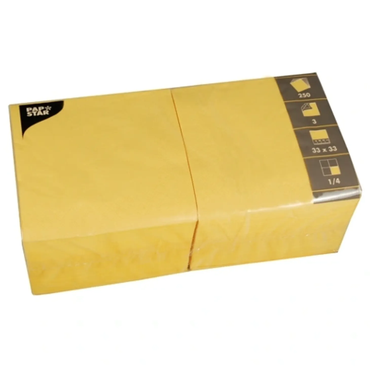 PAPSTAR Servietten, 3-lagig 1/4-Falz 33 cm x 33 cm gelb