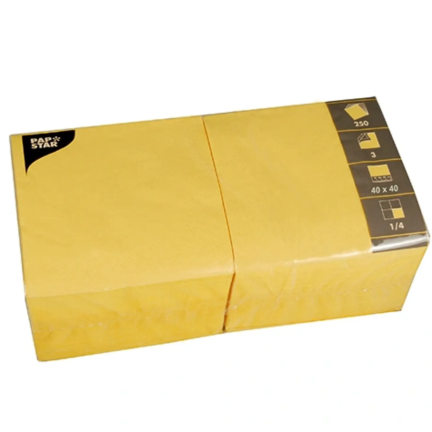 PAPSTAR Servietten, 3-lagig 1/4-Falz 40 cm x 40 cm gelb