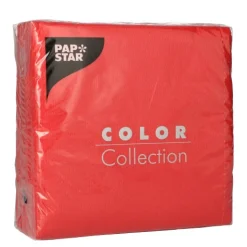 PAPSTAR Servietten, 1-lagig 1/4-Falz 33 cm x 33 cm rot, 12 x 100 Stück