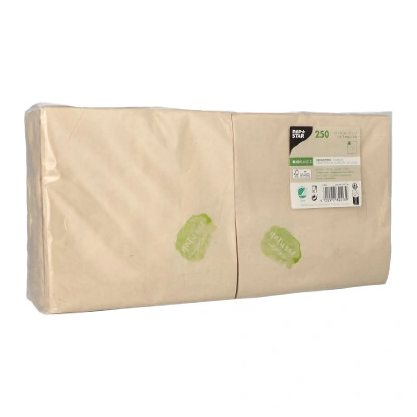 PAPSTAR Servietten, 2-lagig 1/4-Falz 33 cm x 33 cm natur ungebleicht