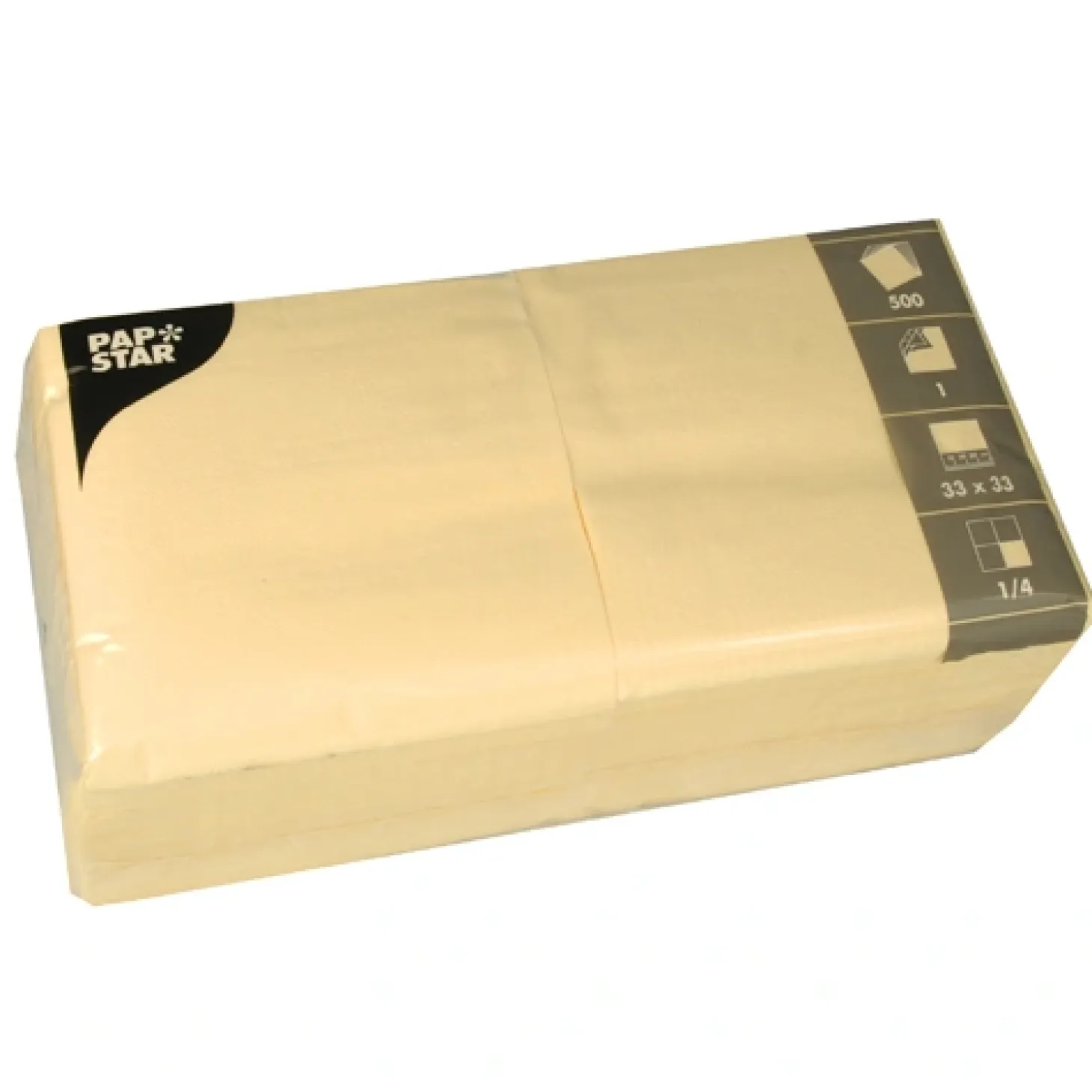 PAPSTAR Servietten, 1-lagig 1/4-Falz 33 cm x 33 cm creme