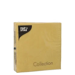 PAPSTAR Servietten, 3-lagig 1/4-Falz 25 cm x 25 cm gold