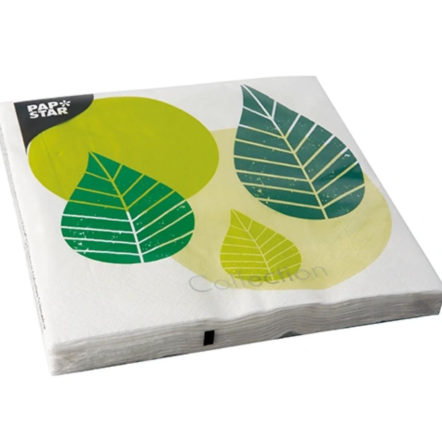 PAPSTAR Servietten, 3-lagig 1/4-Falz 40 cm x 40 cm grün "Graphic Leaves"