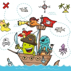 PAPSTAR Servietten, 3-lagig 1/4-Falz 33 cm x 33 cm "Pirate Crew"