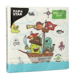 PAPSTAR Servietten, 3-lagig 1/4-Falz 33 cm x 33 cm "Pirate Crew"
