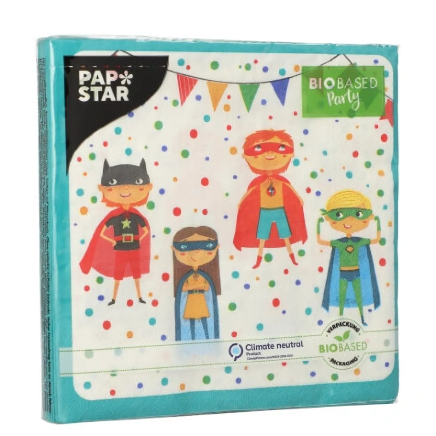 PAPSTAR Servietten, 3-lagig 1/4-Falz 33 cm x 33 cm "Superhero"
