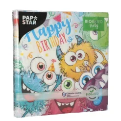 PAPSTAR Servietten, 3-lagig 1/4-Falz 33 cm x 33 cm "Funny Monsters"
