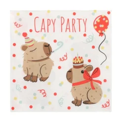 PAPSTAR Servietten, 3-lagig 1/4-Falz 33 cm x 33 cm "Capy Party", 10 x 20 Stück