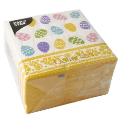 PAPSTAR Servietten, 3-lagig 1/4-Falz 33 cm x 33 cm "Coloured Eggs"