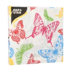PAPSTAR Servietten, 3-lagig 1/4-Falz 33 cm x 33 cm "Delicate Butterflies", 10 x 20 Stück