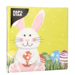PAPSTAR Servietten, 3-lagig 1/4-Falz 33 cm x 33 cm "Easter Bunny", 15 x 20 Stück
