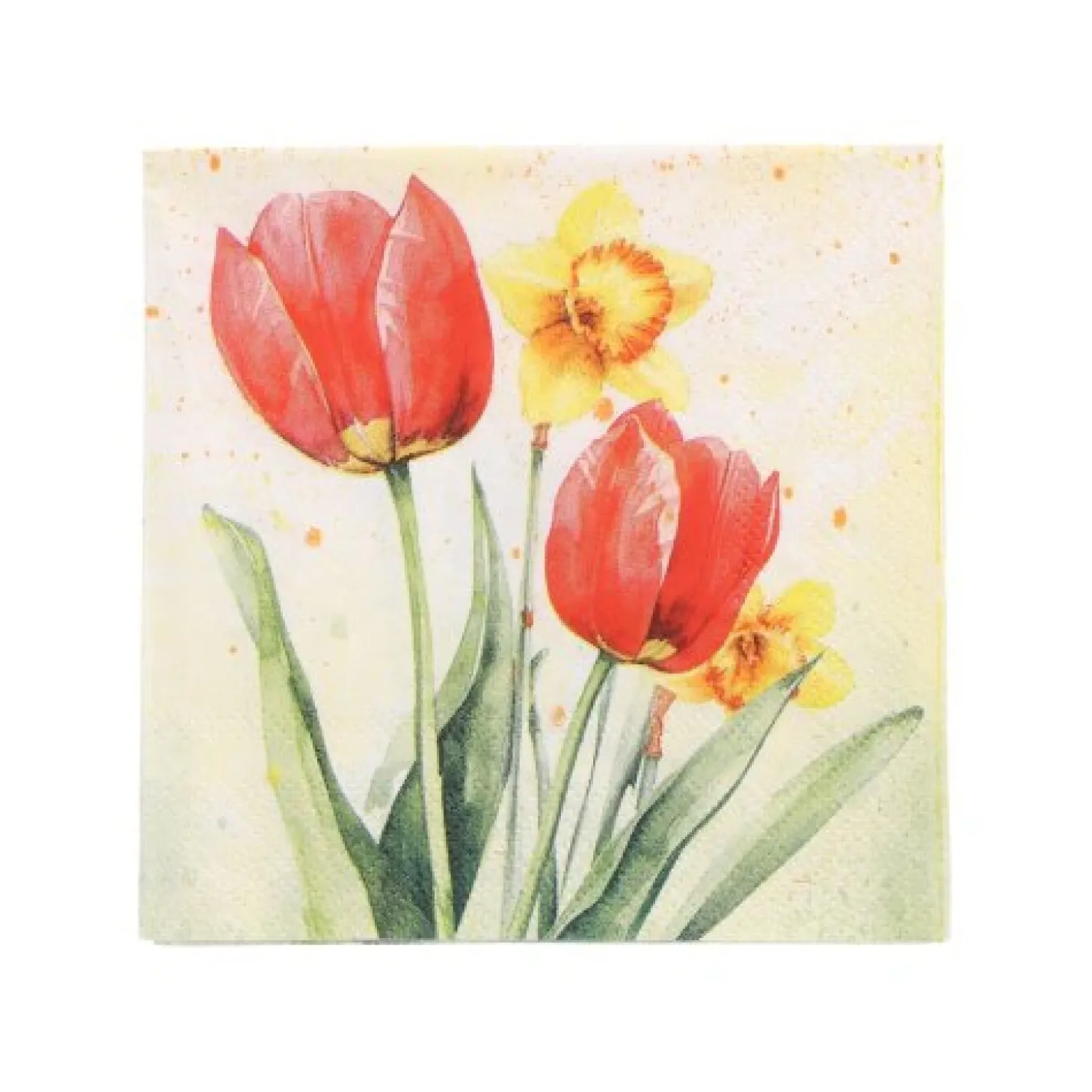 PAPSTAR Servietten, 3-lagig 1/4-Falz 25 cm x 25 cm "Tulips & Daffodils", 12 x 50 Stück