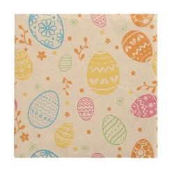 PAPSTAR Servietten, 3-lagig 1/4-Falz 33 cm x 33 cm natur "Eggs", 15 x 20 Stück