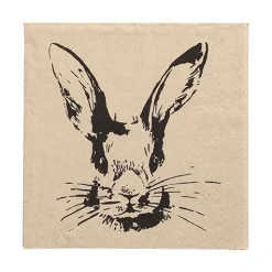 PAPSTAR Servietten, 3-lagig 1/4-Falz 33 cm x 33 cm natur "My Name is Rabbit" aus recyceltem Papier, 15 x 20 Stück