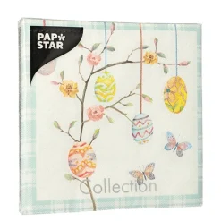 PAPSTAR Servietten, 3-lagig 1/4-Falz 33 cm x 33 cm "Easter Branch", 15 x 20 Stück